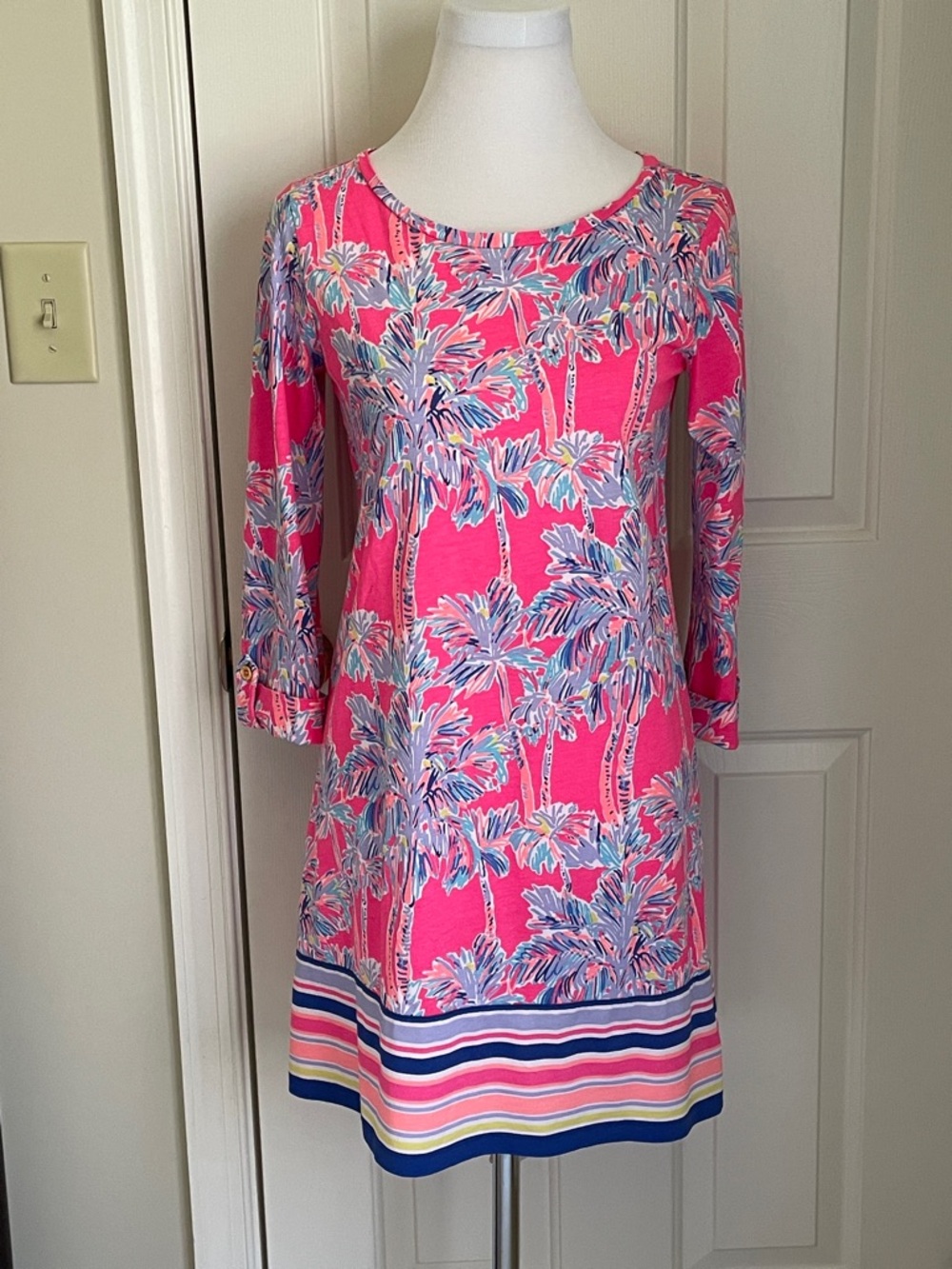 Lilly Pulitzer Pink Palm Tree Print Shift Dress